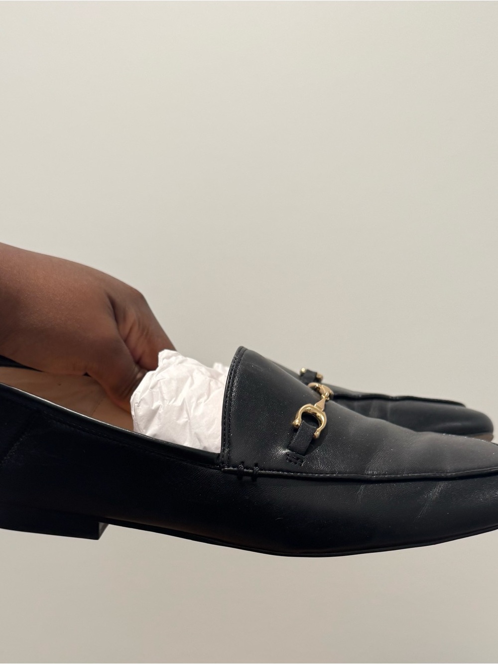 Coach Black Leather Loafers with Gold Horsebit